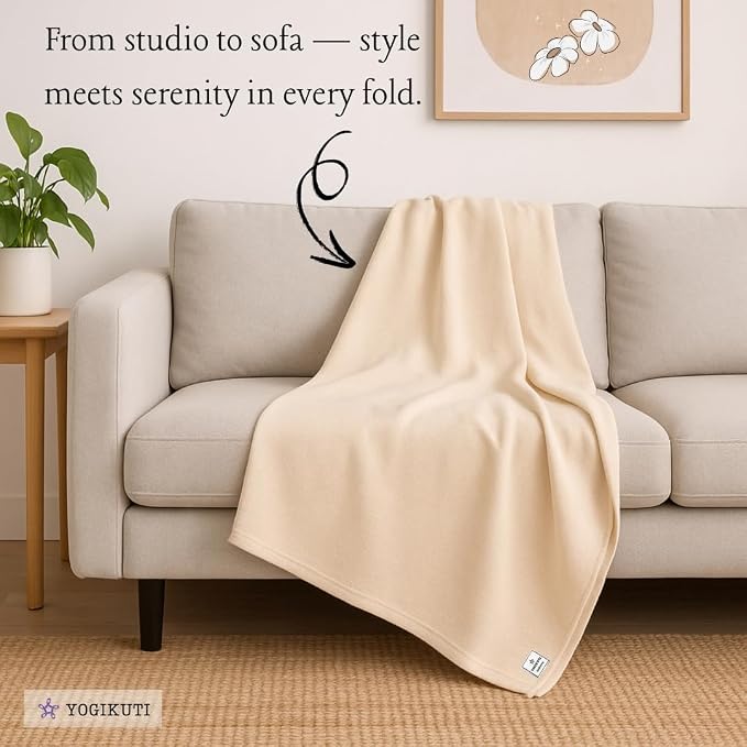 Yogikuti Iyengar Cotton Yoga Blanket Set of One – Thick Handwoven Yoga Blankets for Restorative Yoga, Meditation & Pranayama – Premium Cotton Yoga Blanket for Support & Comfort in Pranayama