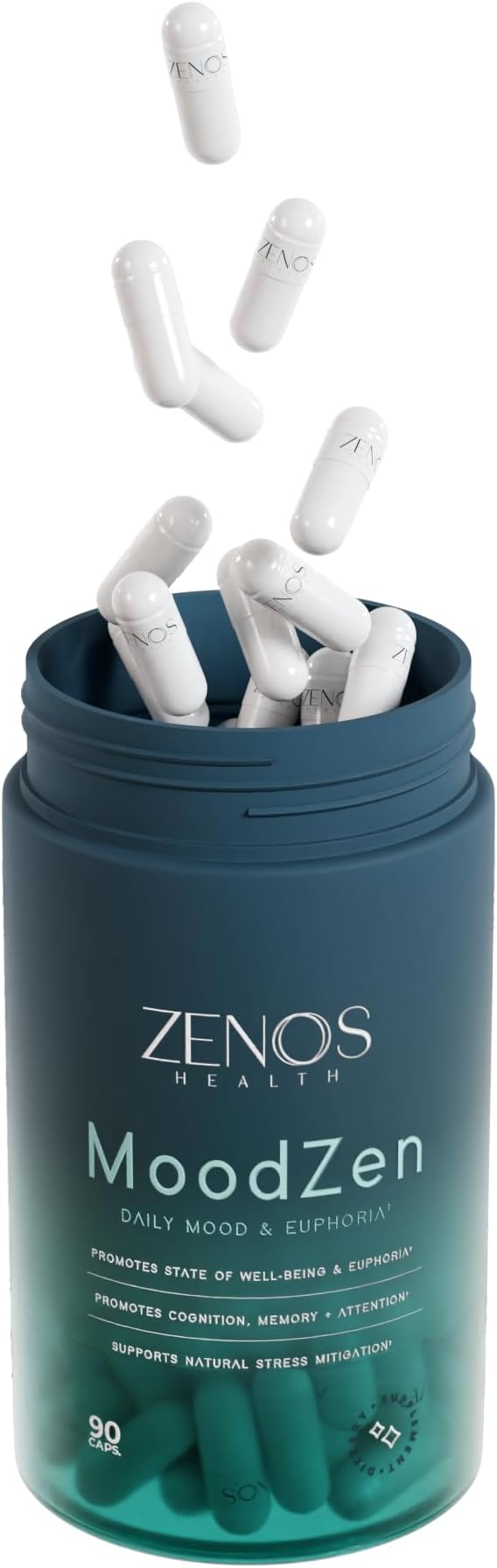 Zenos Health MoodZen Mood Support & Cortisol Reducer Supplement – Powerful Focus Supplement – Natural Formula to Enhance Mind Clarity - Made in USA, 90 Caps