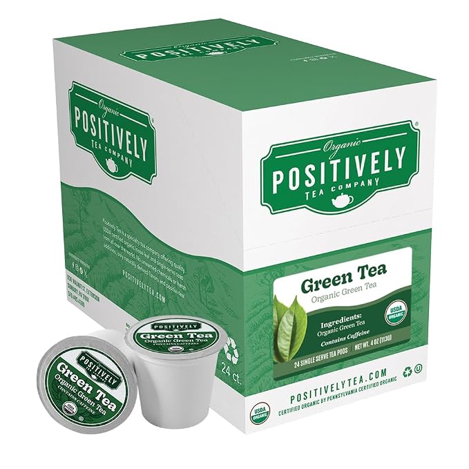 Organic Positively Tea Company, Organic Green Tea, K-Cup Compatible, 24 Pods