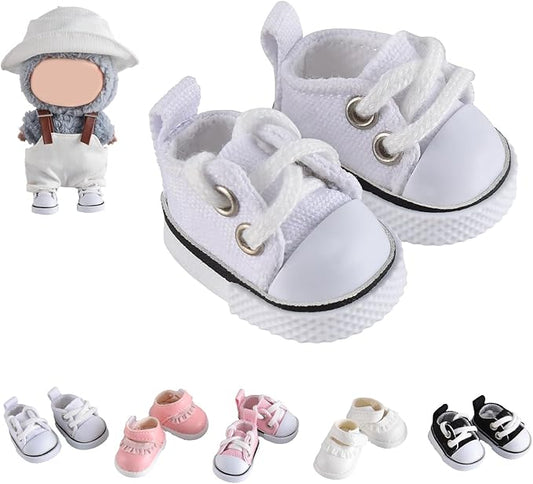 2025 New Version Doll Shoes, 1 Pair Premium White Canvas Shoes, Perfect Match for bubu Clothes, Shoes for 15&17cm Doll Accessories