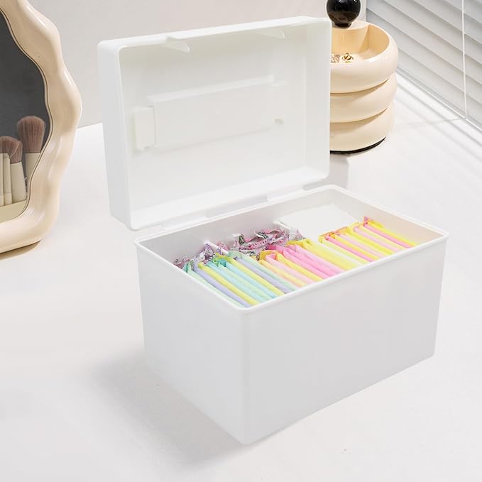 White Plastic Tampon Holder, Bathroom Organizer with Handle, Feminine Product Organizer, Tampon Case