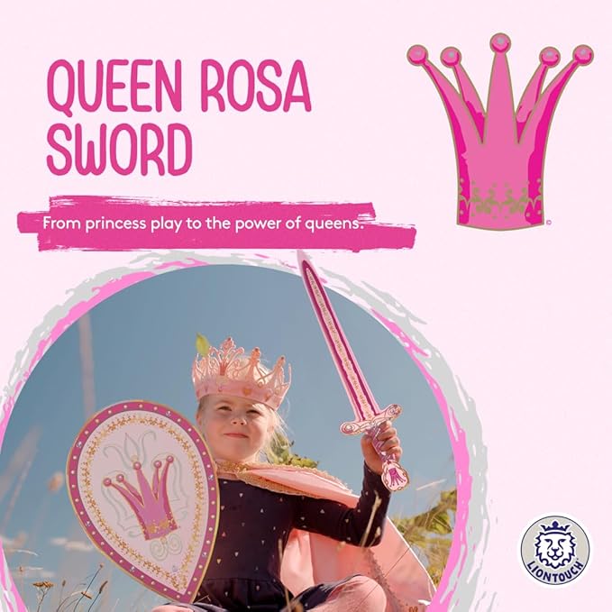 Liontouch - Queen Rosa Foam Sword for Girls - 3-6 Years | Pink Toy Sword for Pretend Play for Toddlers in Glittering Medieval Style | Safe & Durable Accessory for Royal Dress Up & Costumes