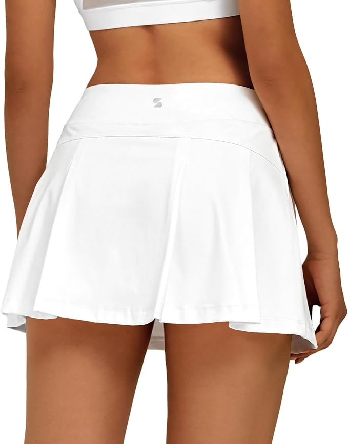 Stelle Women Tennis Skirt High Waisted Athletic Golf Skorts with Pockets | Tummy Control, Built-In Shorts, Deep Pockets, Pleated, Breathable, Lightweight, Tennis, Golf, Pickleball, Running, Workout