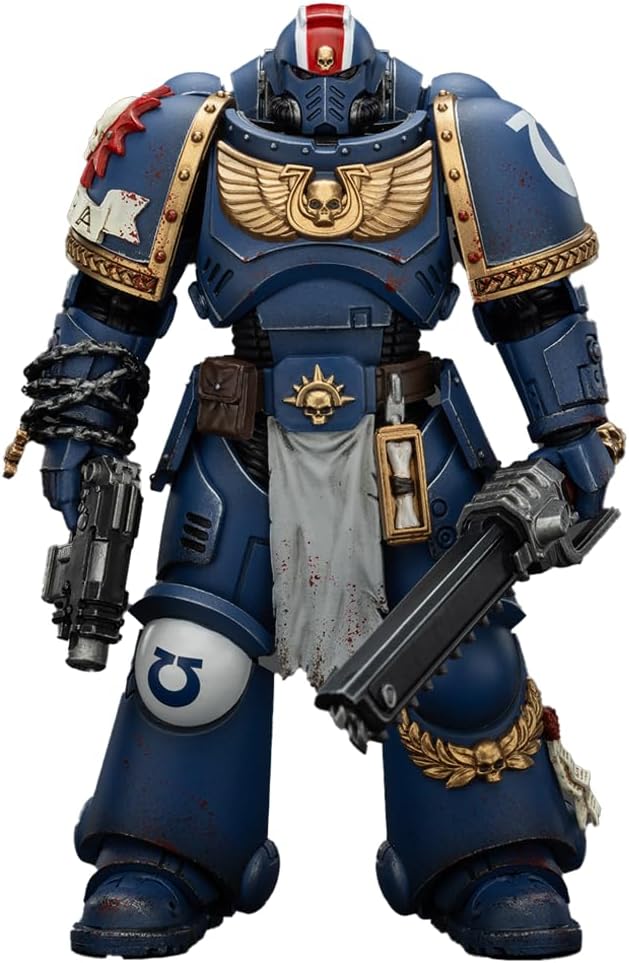 JOYTOY 1/18 Action Figure Warhammer40K Ultramarines Brother Chairon-Sergeant Gadriel-Lieutenant Titus-Collectors Edition 3PCS Collection Model Birthday Gifts