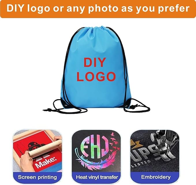 Drawstring Backpack Bulk 24Pcs Draw String Backpack Bags DIY Gym Sports Traveling Yoga Cinch Bag Sackpack Drawstring(sky blue light blue)