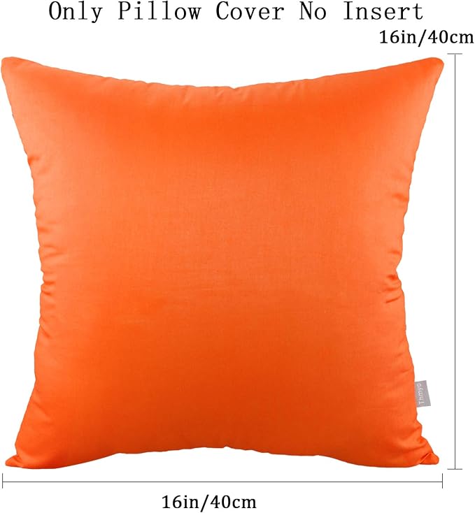 Thmyo 4-Pack 100% Cotton Comfortable Solid Decorative Throw Pillow Cases Square Cushion Cover Pillowcases Sublimation Blank Pillow Cover Halloween DIY Throw Pillowcase(16x16inch/40x40cm,Orange)