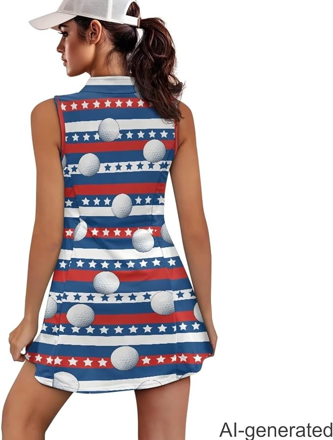 Golf Dress Tennis Dresses for Women with Built in Shorts and Pockets Sleeveless Athletic Dress Workout Dress