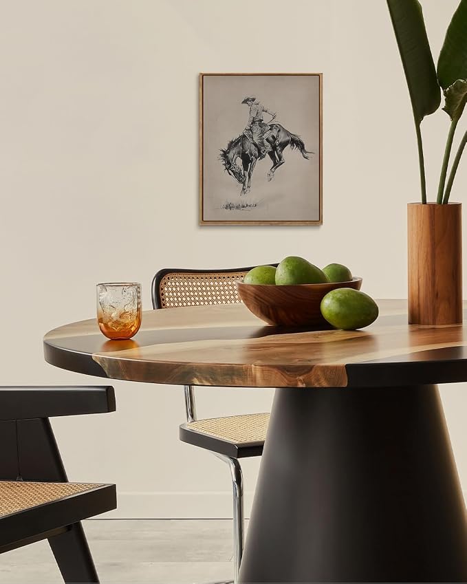 ZZLWBKGL Western Wall Decor Bronco Buster Canvas Art Cowboy Framed Wall Art | Vintage Artwork Farmhouse Picture Retro Country West Paintings for Living Room Bedroom 12x16in