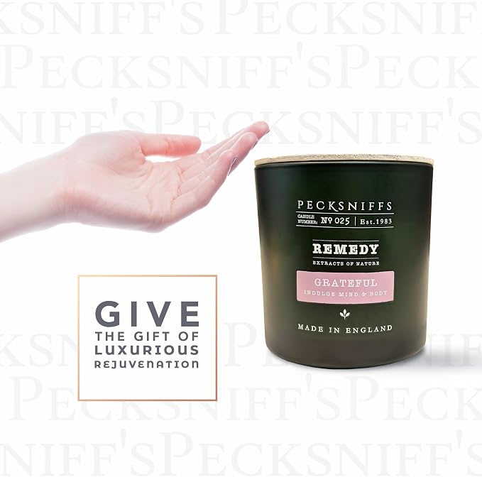 Pecksniff's Aromatherapy Relax Candle 3 Wick 19.4 oz/550 g, Earthy Green Fragrance, Stress Relief, Long Lasting Luxury Glass Candle for Home Decor and Gifts