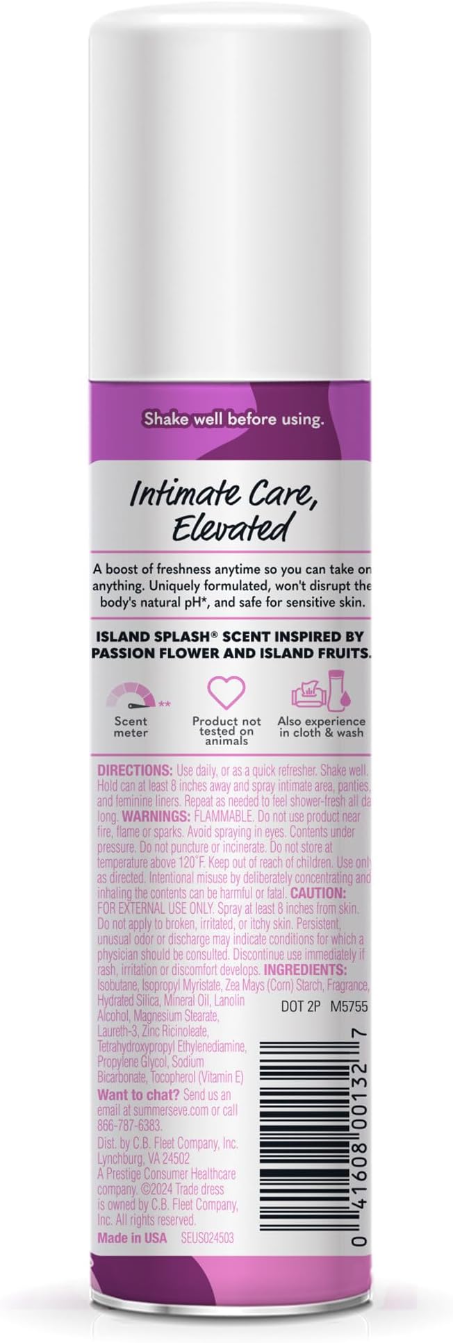 Summer's Eve Island Splash Daily Feminine Spray with Talc-Free, Odor-Neutralizing and Moisture-Absorbing Formula, 2 Oz, Pack of 24