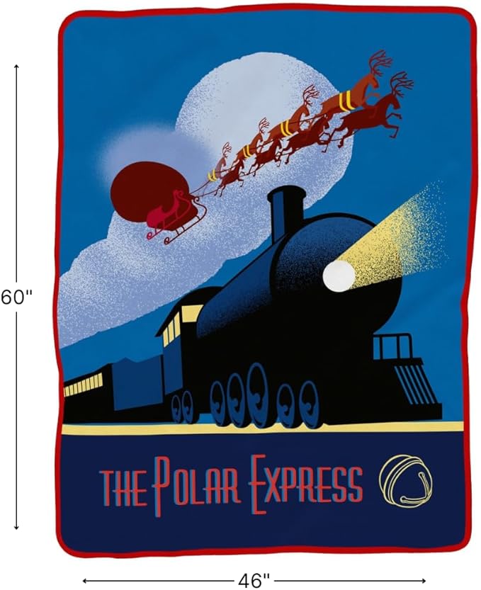 The Polar Express Holiday Bedding Super Soft Micro Raschel Throw, 46 in x 60 in, (Official Licensed Product) by Franco Collectibles
