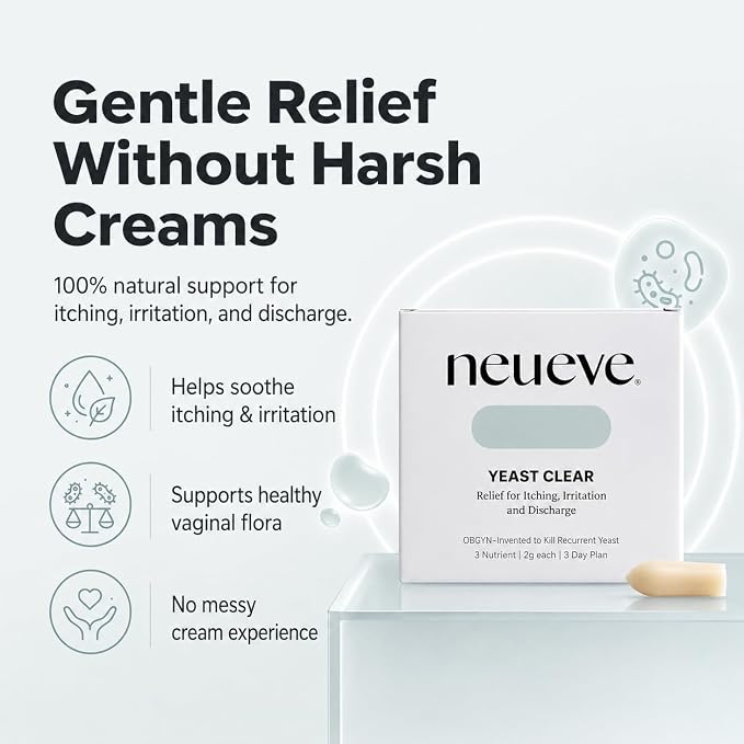 NeuEve Yeast Clear, for Yeast Infection Symptoms, Relieves Burning, Itching & Discharge, with Tea Tree Oil, Myrtle, Sage & Olive Leaf, Invented by OBGYN