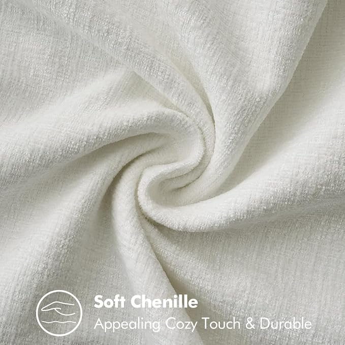 MIULEE Decorative Lumbar Throw Pillow Covers 12x20 Inch Pure White 2 Pack | Farmhouse Pillow Covers with Stitched Edge, Soft Chenille Cushion Cases, for Couch Sofa Bed Living Room Home Decor