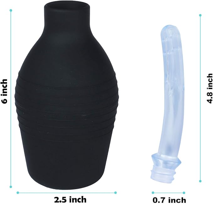 Abyclean Anal Douche Enema Bulb Vaginal Douche Enema Cleaner for Women’s or Man’s Health (500ml Black and Transparent)