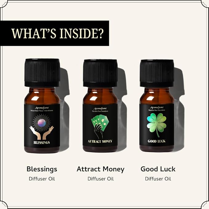 Blessings, Attract Money & Good Luck Oils | 3 x 10ml |Ideal for Attracting Abundance, Positive Outcomes etc | Manifestation & Mindfulness