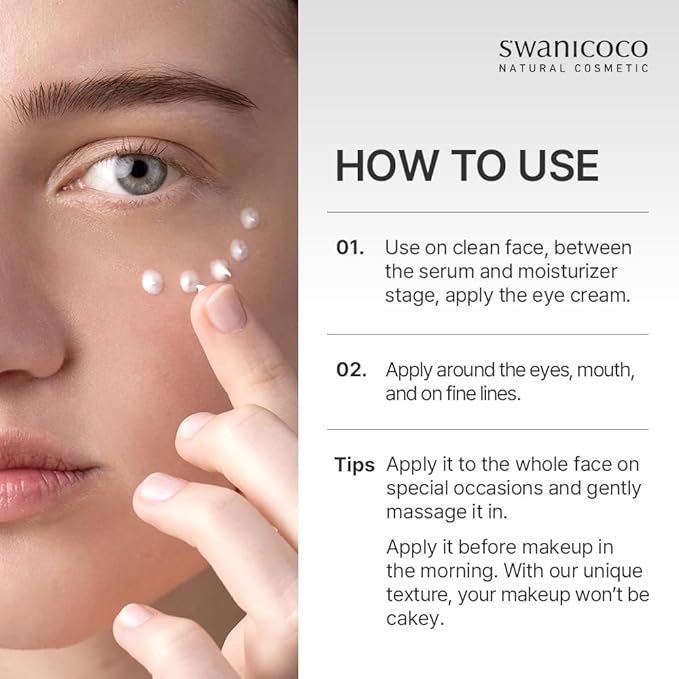 SWANICOCO Pregnancy Safe Fermentation Peptine Eye Care Cream Under Eye Cream with 8 Peptides and Niacinamide, Anti Aging Eye Cream for Wrinkles & Crows Feet Korean Skincare 20ml 0.68 Fl Oz