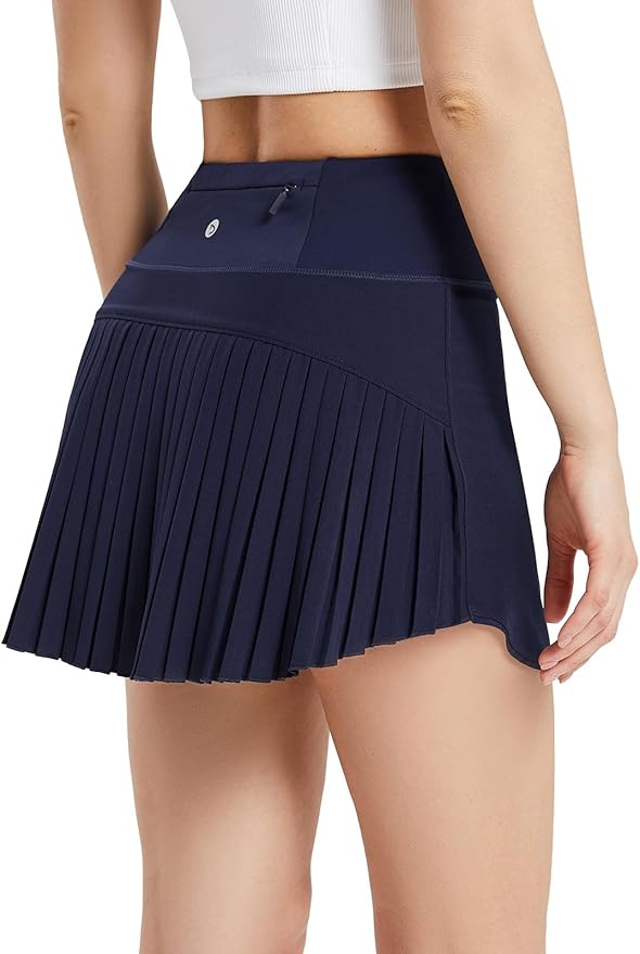 baleaf Tennis Skirt Pleated Golf Skorts with 3 Pockets | 14", Built in Shorts, High Waisted, Anti-slip Strip, Lightweight, for Athletic, Workout, Pickleball, Skorts for Women