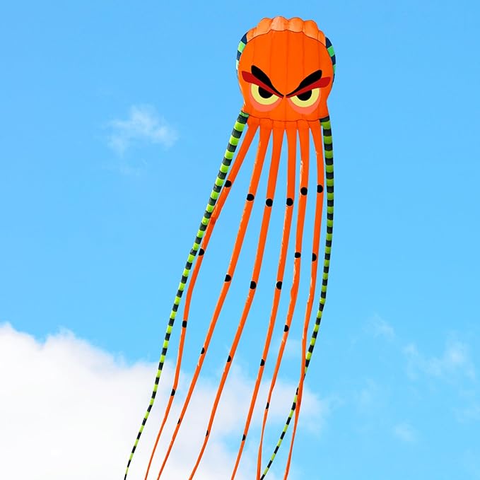Kites for Adults Giant Octopus Kite 26ft for Outdoor Fun Large 3D Kite with Reel for Beach, Park, and Family Gatherings - Durable Design Easy to Fly