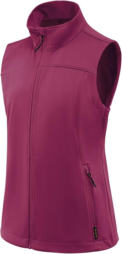 baleaf Women's Lightweight Running Vest Sleeveless Softshell Jacket | Windproof; Breathable; Water Resistant; 2 Zipper Pockets; Stand Collar; Great for Running, Hiking, Camping and Travelling