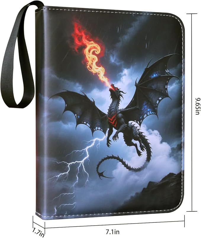 Cool Dragon Trading Card Binder - 4-Pocket Zipper Binder with 400 Pockets, Ideal for Card Collectors and Enthusiasts - Collectible Trading Card Album with Sleeves