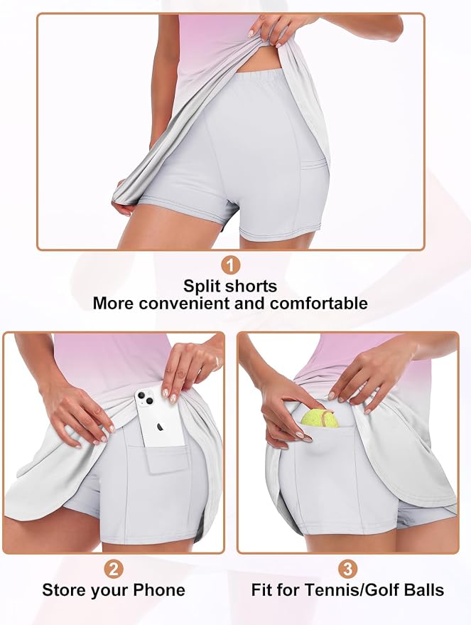 Viracy Tennis Dress for Women Sleeveless Golf Dresses with Shorts and Pockets Ruffle Zip Up Stand Collar Golf Outfits