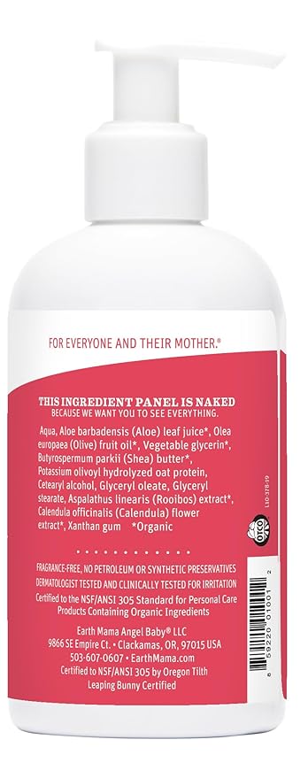 Earth Mama Simply Non-Scents Baby Lotion for Dry Skin, Calendula Cream for Newborn Skin Care, Organic Moisturizer for Children with Aloe Juice, Rooibos, & Shea Butter, Fragrance Free, 8-Fluid Ounce