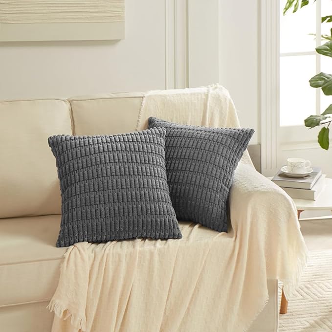 Fancy Homi 4 Packs Decorative Throw Pillow Covers for Living Room Couch Bed, Modern Farmhouse Boho Home Décor Accent Cushion Case, 26" x 26", Dark Gray