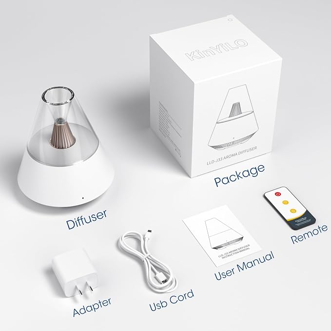Ultrasonic Essential Oil Diffuser, 150ML Modern Aromatherapy Diffuser with Candle Light, 2 Mist Mode, Remote Control, Auto-Off, Small Cool Mist Humidifier for Home Bedroom Office Yoga, White