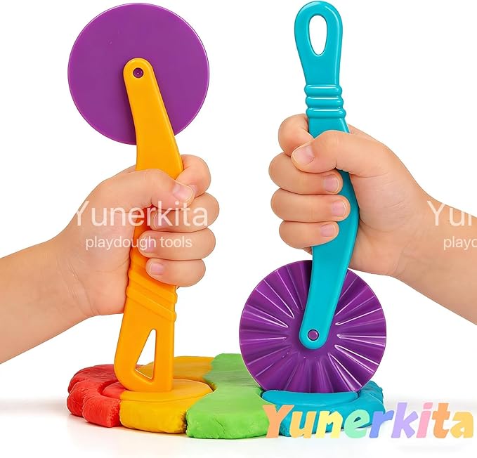 Dough Tools Play for Kids-Dough Accessories Molds Dinosaur Fruit Roller Cutter Scissor and Storage Box, Party Favors Set for Age 3+