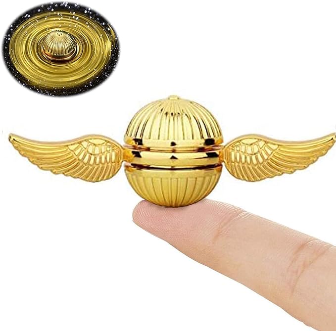 Cool Fidget Spinner for Kids Adults, Magic Ball Finger Hand Spinner Toys Stress Relief Ball Sensory Toy, Metal Fingertip Gyro Birthday Gift Stocking Stuffer for Boys Girls, Golden Decortion