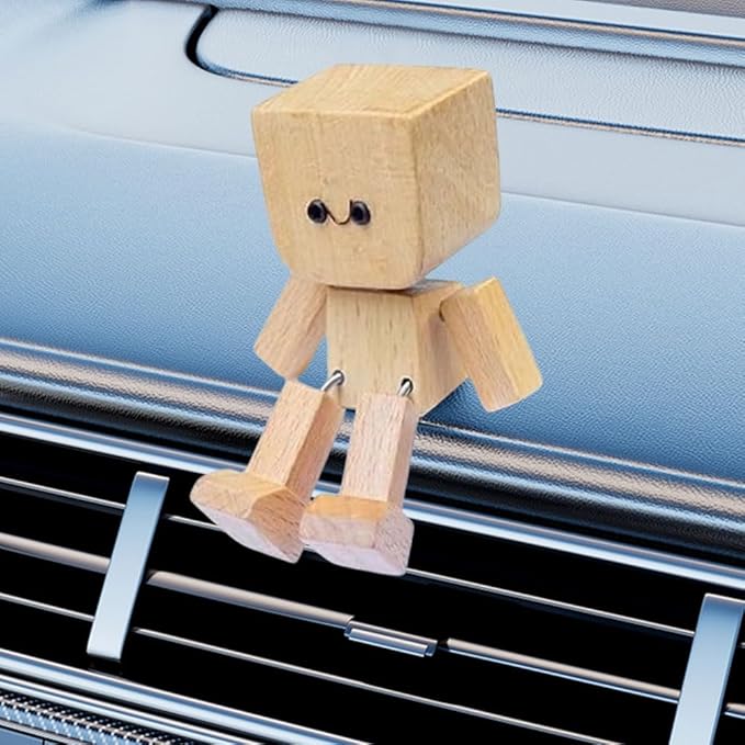 Charming Little Wooden Figure That Sways with 12PCS Expressions, Handmade Shaking Feet Wooden Car Dashboard Decorations or Dashboard, Office, Gifts-3pcs