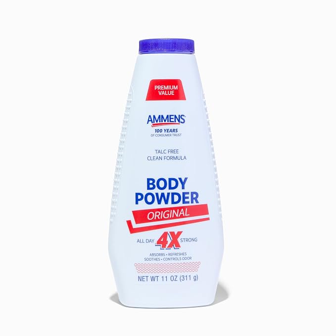 Ammens Original Body Powder - Talc Free Body Powder with Naturally Derived Cornstarch - Free from Dye and Parabens - Soothes Itchy Skin - 11 oz