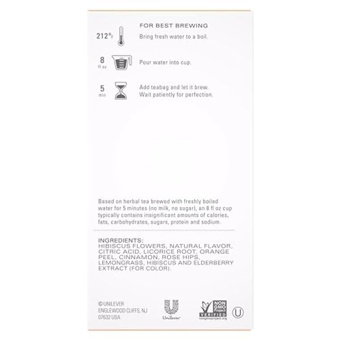 TAZO Passion Herbal Tea Bags, Iced or Hot, Caffeine-Free, 120 Total Tea Bags (20ct - Pack of 6)