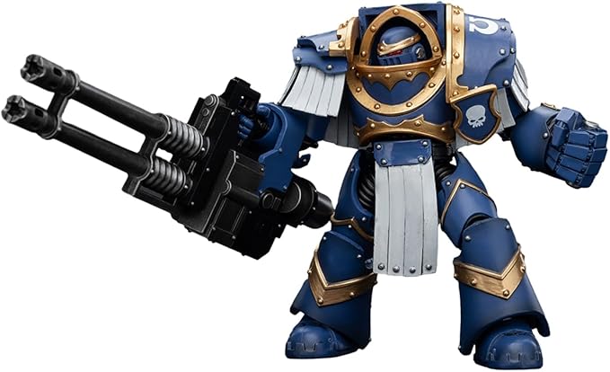 JOYTOY Warhammer 30K The Horus Heresy 1/18 Action Figure Uitramarines Cataphractii Terminator Squad Terminator with Reaper Autocannon Collection Model
