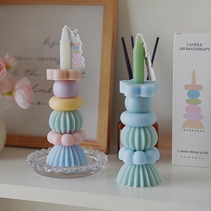 Creative Rainbow Stacking Scented Candle Soybean Waxes Air Freshener Candle for Home Relaxation Aromatherapies
