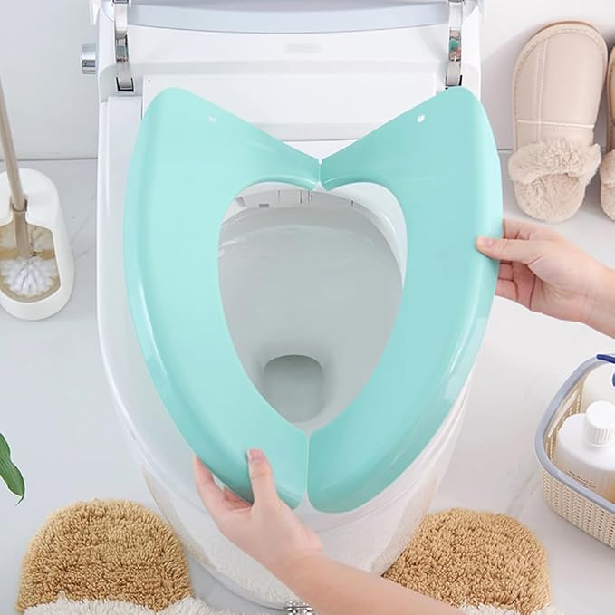 HEALLILY Folding Potty Seat Portable Toilet Training Seat Cover Cushion Lightweight Travel Toilet Pad for Toddlers and Adults Fits Most Standard Toilets 15.74X14.96X0.39 in