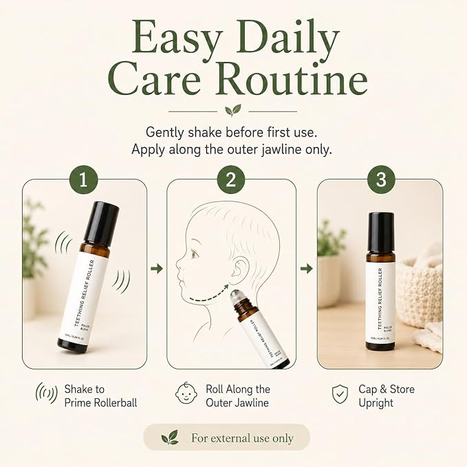Teething Roller for Babies, Chamomile Baby Roll-On for Teething-Time Daily Care, Easy-Glide Rollerball Applicator, Portable Baby Care Roller 10ML 2 Pack