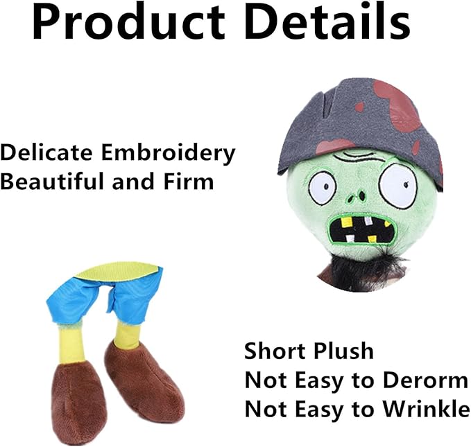 JHESAO 3 PCS Plants and Zombies Plush Zombies Sets Toy Captain Zombie, 1 2 Stuffed Soft Knight Zombie Doll, PVZ Plushies Figure Doll New