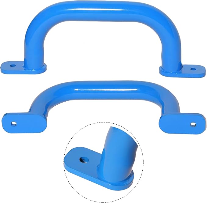 10 Inch Blue Metal Playground Handles 1 Pair, Playset Attachment Grab Handles, Swing Set Accessories Safety Grab Bar, Hand Grips for Playhouse,Treehouse, Jungle Gym, Climbing Frame-500LBS