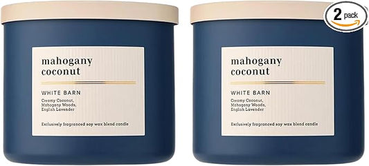 Bath & Body Works 3-Wick Candle, Mahogany Coconut Candle, Strong Throw, Long-Lasting Burn Up to 45 Hours, Exclusively Fragranced Soy Wax Blend, 14.5 oz - 2 Pack