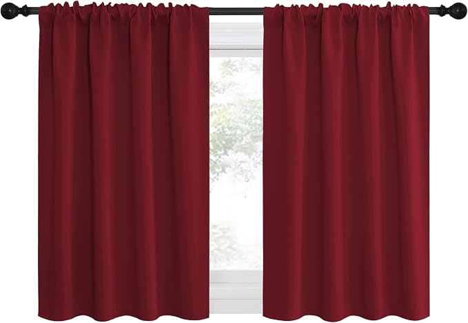 NICETOWN 36 inch Curtains for Small Windows, Thermal Insulated Privacy Short Drapes for Kitchen Bathroom (Set of 2, Burgundy Red, 42 in x 36 in (W x L))