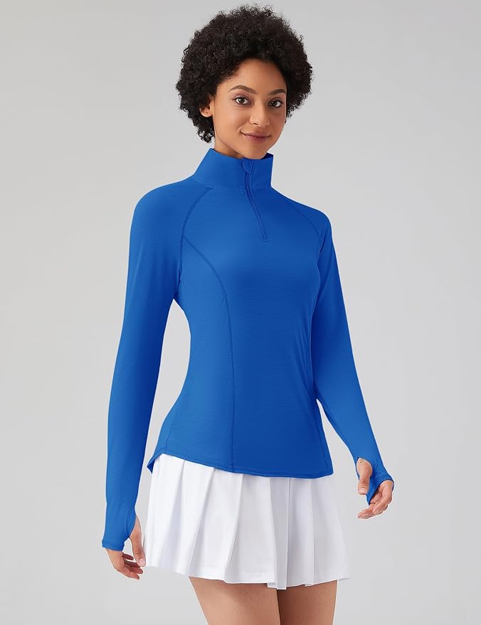 LOMON Women Long Sleeve Shirts Sun Protection 1/4 Zip Summer Quick Dry Hiking Shirts Quarter Zip Pullover for Women