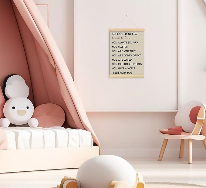 Positive Affirmations Inspirational Classroom Nursery Wall Art Decor, 12x16 | Mental Health Therapist Calming Teacher Nurse Wall Art for Office,Door Decor for Office Classroom Kids Teen Room,Wood Posters