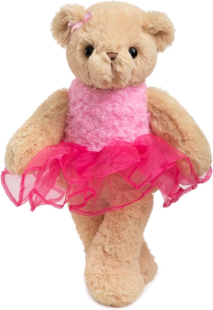 Ballerina Teddy Bear Stuffed Animal Cute Plush Bear in Tutu Skirt Birthday Dance Recital Gifts for Girls Kids 21’’ Pink