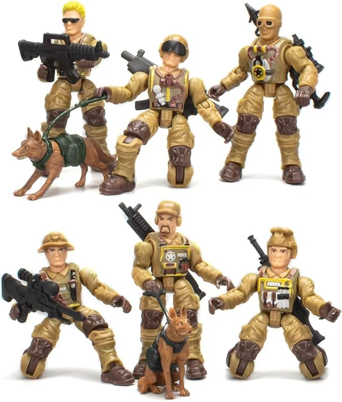 Army Men Action Figures, Toy Soldiers for Boys 6-8,Military Playset with 2 Dogs 6 Weapons,Plastic Army Men Toys Birthday Gift for Kids Boys Military Collectors