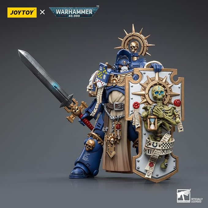 JoyToy Warhammer 40K 1/18 Action Figure Mecha Joy Toy Model Toys Ultramarines Primaris Captain with Relic Shield and Power Sword