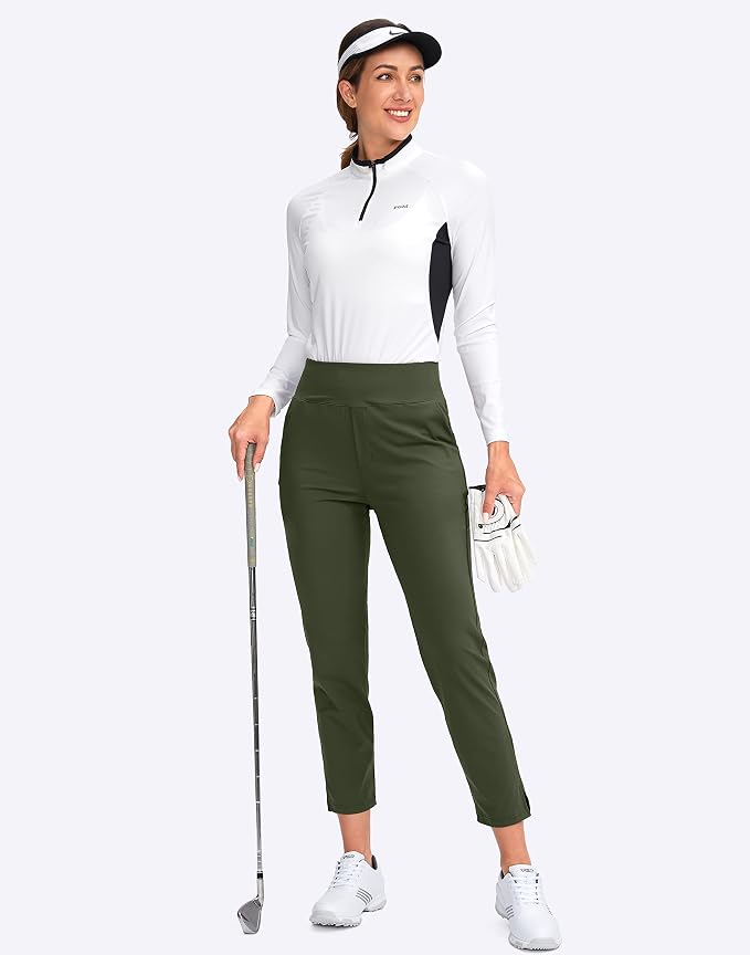 YYV Women's Golf Pants High Waist Stretch Ankle Pants with Pockets | Work Ankle Pants, Dress Pants with 4 Pockets, For Yoga Business Travel Casual