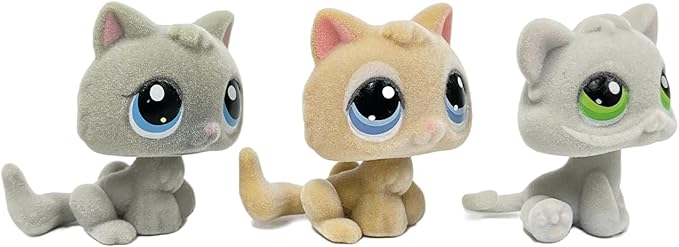 3pcs/Set Custom Flocked Pet Shop Toys Short Hair Cat Kitten Collie Great Dane Cocker Spaniel Dachshund Puppy Dog OOAK Compatible with LPS (#47 and #66 and #88)