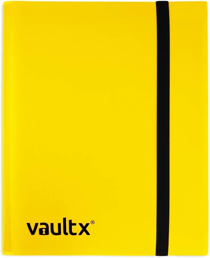 Vault X 9 Pocket Standard Strap Binder, Holds 360 Trading Cards in 20 Side-Loading Pages (Yellow)