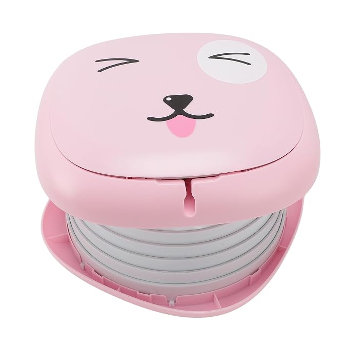 Fafeicy Travel Potty Portable Foldable Training Toilet Plastic 25 X 24 X 17 Cm Leak Proof Compact Design for Toddlers Kids Car Travel Camping Road Trips Outdoor Use (Pink)